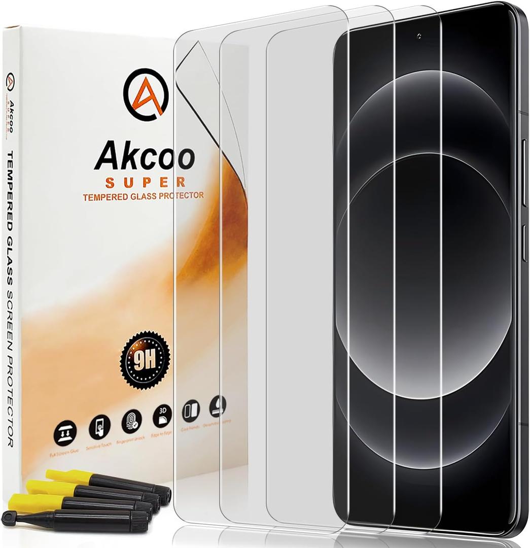 Screen Protector for Xiaomi 14 Ultra [3 Pack], Tempered Glass [UV Set], 9H Hardness Scratch Resistant, Sensitive Touch, Fingerprint-ID Compatible, Edge to Edge Full Screen Adhesive