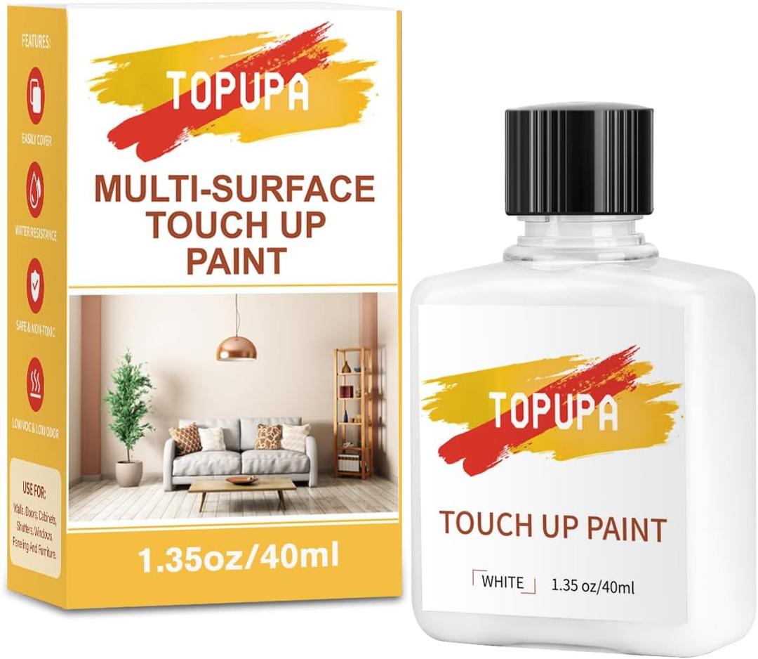 White Touch Up Paint, Cabinet Furniture 40ml Multi-Surface Paint for Wall with Brush Waterproof and Quick Drying, Brush in Bottle for Home Repairs, Walls,Door, Kitchen,Wood,Fence,Ceiling