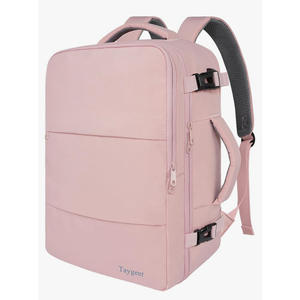 Taygeer Travel Backpack for Women, Carry On Backpack with USB Charging Port & Shoe Pouch, TSA 15.6inch Laptop Mochila Flight Approved, Nurse Bag Casual Daypack for Weekender Business Hiking, Pink