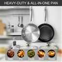 Dosun 11 Inch Stainless Steel Frying Pan Set, 2-Piece Skillet with Glass Lid - One Non-Stick Coating & One Uncoated Pan for Home Kitchen, Stovetop Compatible (Induction, Gas, Electric)