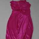 FairyLove Women's Elegant Empire Waist Long Sleeve Wedding Guest Party Cocktail Bodycon Irregular Satin Dresses size M