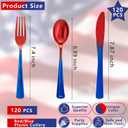 Supernal 120pcs 4th of July Silverware Set | Red and Blue Plastic Silverware (40 Forks, 40 Spoons, 40 Knives) | Heavy Duty Patriotic Plastic Cutlery & Flatware Party Supplies, Serves 40 Guests