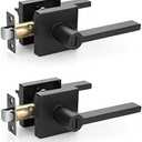 EHOMEWARE 2 Pcs Matte Black Door Handles for Bedroom Bathroom, Door Knobs Interior in Black Finish, Privacy Door Knobs Heavy Duty Contructions, Keyless Interior Door Knobs, Modern Door Levers