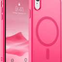 SUPFINE Magnetic for iPhone XR Phone Case(Compatible with MagSafe)(Military Grade Drop Protection) Slim Translucent Matte Shockproof with Anti-Fingerprint Phone Case,Hot Pink