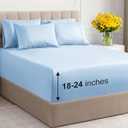 Extra Deep Cal King Sheet Set - 6 Piece Breathable & Cooling Sheets - Hotel Luxury Bedding Set w/18-24 Inch Extra Deep Pockets - Easy Fit - Super Soft, Wrinkle Free & Comfy - Light Blue, Cal King Size