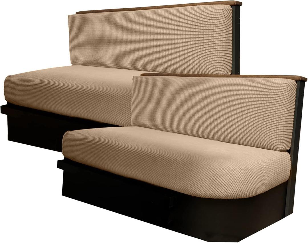 RV Dinette Cushion Covers, Camper Cushion Slipcover Stretch Sofa Chair Cover for RV Camper Car Bench 2 Backrest Covers & 2 Bench Covers (Sand)