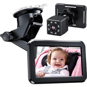 Itomoro Baby Car Mirror, Back Seat Baby Car Camera with HD Night Vision Function Display, Reusable Sucker Bracket, Wide View, 12V Cigarette Lighter, Easily Observe The Babys Move