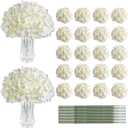 Veryhome 20Pcs White Hydrangea Artificial Flowers, Ivory Faux Hydrangea Flowers, Silk Flowers Heads with Stems, Fake Hydrangeas for Home Decor Wedding Party Centerpieces DIY Floral Arrangements