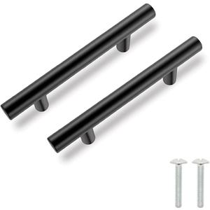 10 Pack Black Drawer Handles 7 1/2 inch Cabinet Pulls Full Length, 5 inch Hole Spacing, Black Kitchen Handles