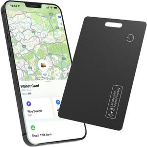 Wallet Finder Tracker Card, Wireless Charging Wallet Tracker, Works with Apple Find My (iOS Only), Find My Wallet, Luggage, car, Backpack and More, IP68 Waterproof