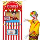 Carnival Circus Theme Party Decorations, Halloween Carnival Photo Door Banner Ticket Booth Backdrop Props, Large Photo Door Banner Door Hanging for Halloween Decorations Carnival Game Supplies