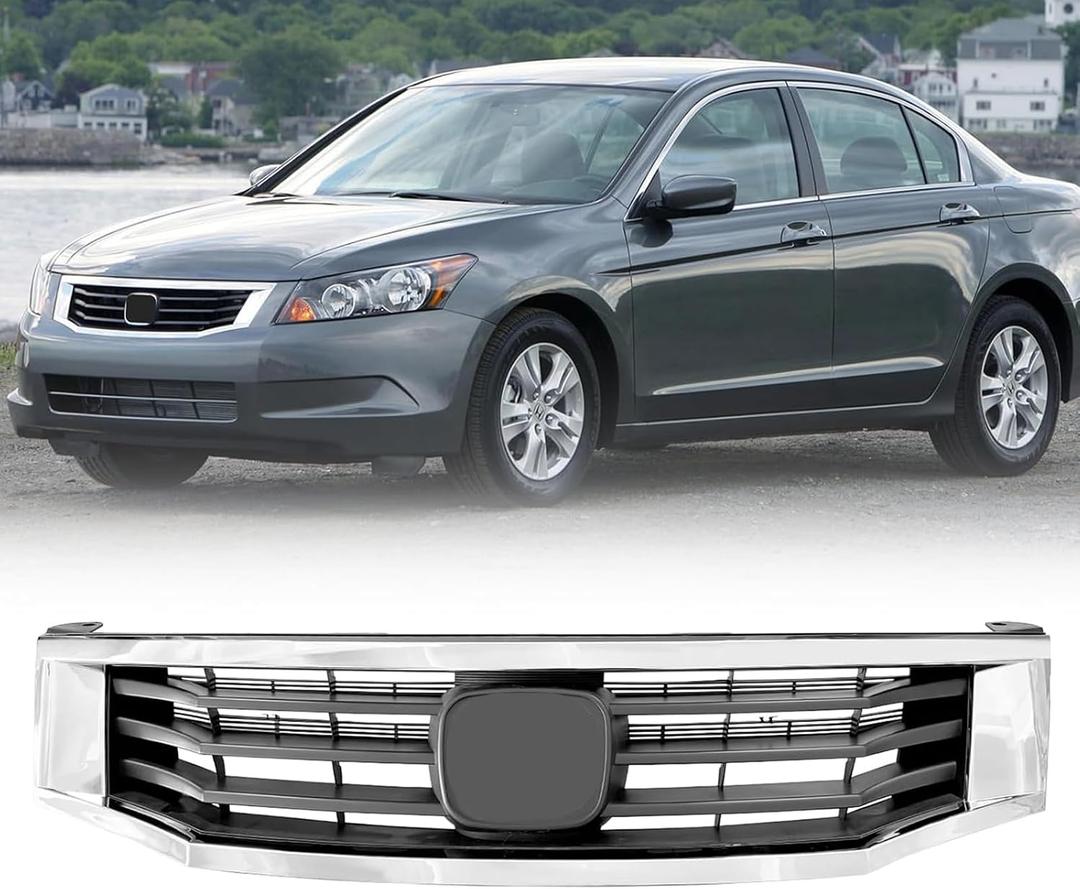 Front Bumper Grille Black With Chrome Mesh Grill For Honda Accord Bumper Upper Grill 2008 2009 2010