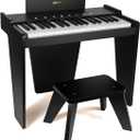 ZIPPY Kids Piano Keyboard, 37 Keys Digital Piano for Kids, Touch Sensitive Control Panel, Built-in Songs, Volume Adjustable, Music Educational Instrument, Wood Piano for 3+ Girls and Boys (Black Plus)