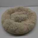 Best Friends by Sheri Original Calming Donut Dog and Cat Bed, Shag Faux Fur, Taupe, Small (23in x 23in) - Helps Provide Anxiety Relief for Pets
