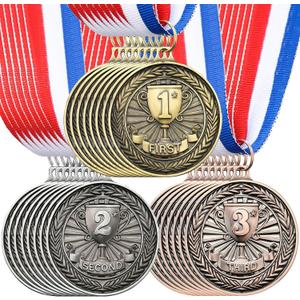 RoundFunny Award Medals 1st 2nd 3rd Place Medals Metal Winner Trophy Awards Gold Silver Bronze Prizes for Sports Competitions Party, 2 Inches