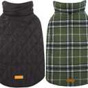 Kuoser Waterproof Dog Coat, Reversible Dog Jacket for Large Dogs, Adjustable Durable Doggie Winter Coat for Growing Puppies Warm Puppy Cold Weather Apparel, Green L 