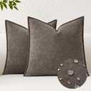 Kevin Textile Waterproof Decorative Pillow Covers Coco Brown 24x24 Inch Pack of 2 Soft Boucle Textured Euro Pillowcases Elegant Accent Pillows for Couch Sofa Chair Bed Home Decor Indoor Outdoor