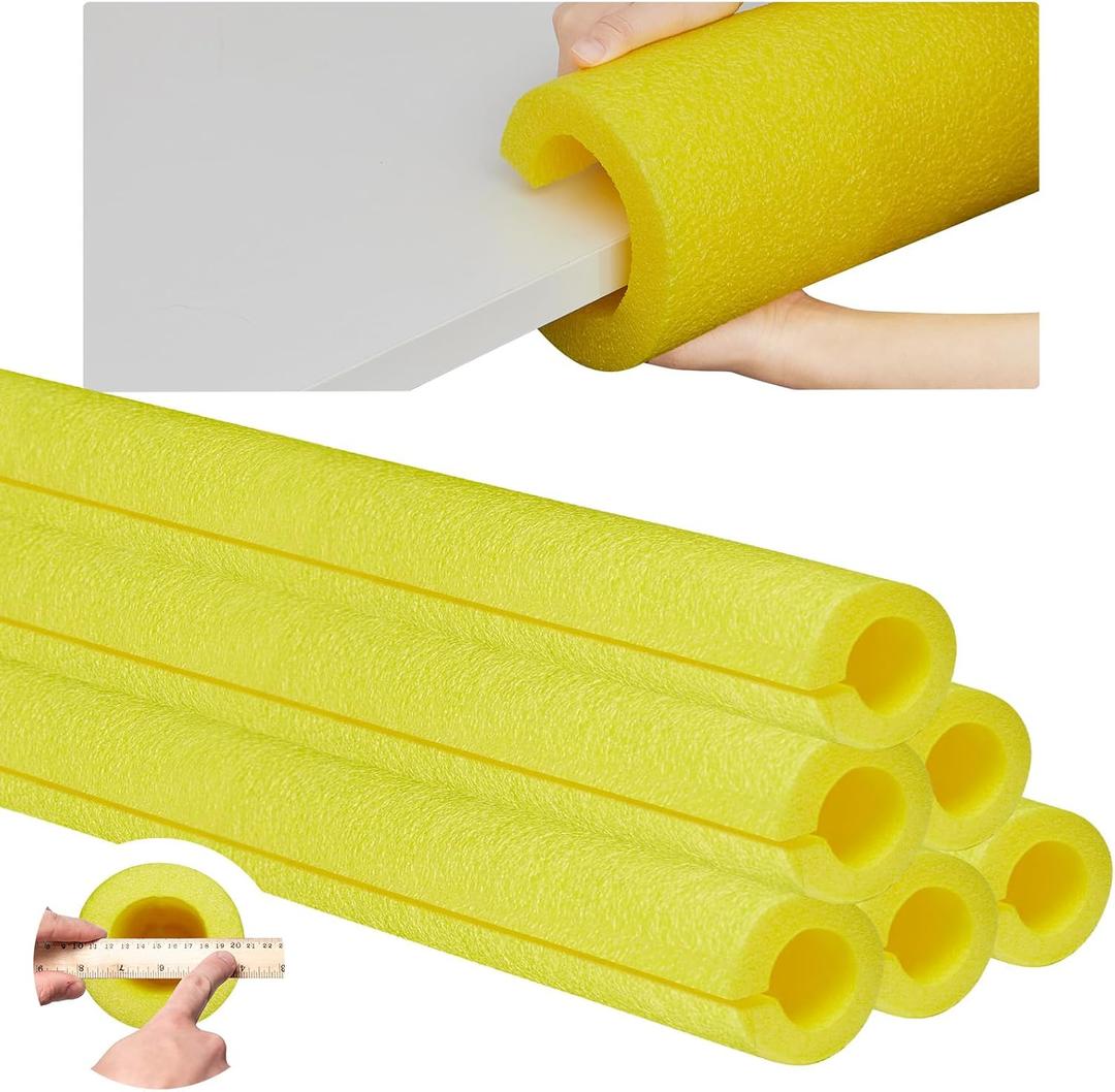 Hanaive 4 Pcs Jumbo Pool Foam Noodles Bulk 40 Inch x 4.1 Inch Large Swimming Noodles Tube Hollow Core Swim Noodle for Floating Craft Projects Pre Slit Clamp Protection Padding Bumper (Yellow)