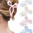 Mesovor 4 Pack Elegant Bow Hair Claw Clips, Nonslip 4.3" Large Hair Grip Hairclips for Thin and Thick | Acrylic Hair Strong Hold Hair Jaw Clamps (Mermaid Stripes)