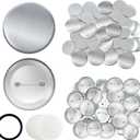 300 PCS Button Maker Supplies 58mm/2.28 inch Button Supplies, 100pcs Rust-Proof Metal Cover & Dutch Pin Back Cover & Clear Films for DIY Pin Badge Machine
