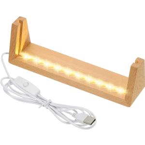 PATIKIL 7 Inch Wooden LED Light Base, Beech Wood Light Display Stand Table Lighted Lamp Base Night Light for Crystal Glass Resin Art, Warm Light