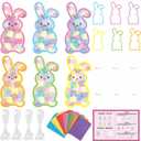 Funrous 48 Set Easter Crafts Bulk-DIY Bunny Suncatchers Craft Kit, Tissue Paper Rabbit Shaped Cards Stickers Easter Ornaments Hanging Decoration for Spring Home Classroom Activities Party Decor Supply