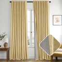 MIULEE Yellow 100% Blackout Linen Curtains 84 Inch 2 Panels Set Double Sided No Coating Pleated Back Tab Black Out Long Thermal Insulated Pinch Pleat Bedroom Living Room Darkening Window Drapes