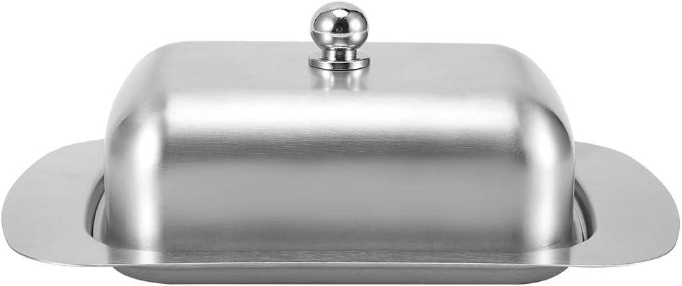 CHICIRIS Stainless Steel Butter Dish with Lid Handle Cover Design, Dessert Bowl Cheese Bread Box Perfect for East/West Butter