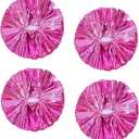 4Pcs Metallic Cheerleading Pom Poms, Creatiee 2 Pair Cheerleader Cheering Squad Pompoms for School Sports Dance Games Team Spirit Cheer (Pink)