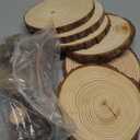 Amyhill 6 Pcs Wood Slices 12 Pcs Wood Place Card Holders & 30pcs Table Place Cards Rustic Wooden Card Photo Picture Note Clip Holders Bulk for Wedding Party Table Number Sign (1.2 x 1.2 Inches)