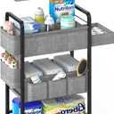 2In1 Baby Diaper Caddy & 4-Tier Rolling Diaper Cart, Diaper Caddy Organizer Cart with Dividers & Drawer, Mobile Metal Bedside Cart for Nursery Essentials Storage, Large Capacity