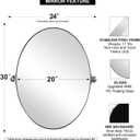 ANDY STAR Brushed Nickel Bathroom Mirror, 20 x 30 Inch Oval Pivot Mirror for Wall, Unique Farmhouse Tilt Mirror in Slim Silver Stainless Steel Metal Frame for Bedroom, Powder Room