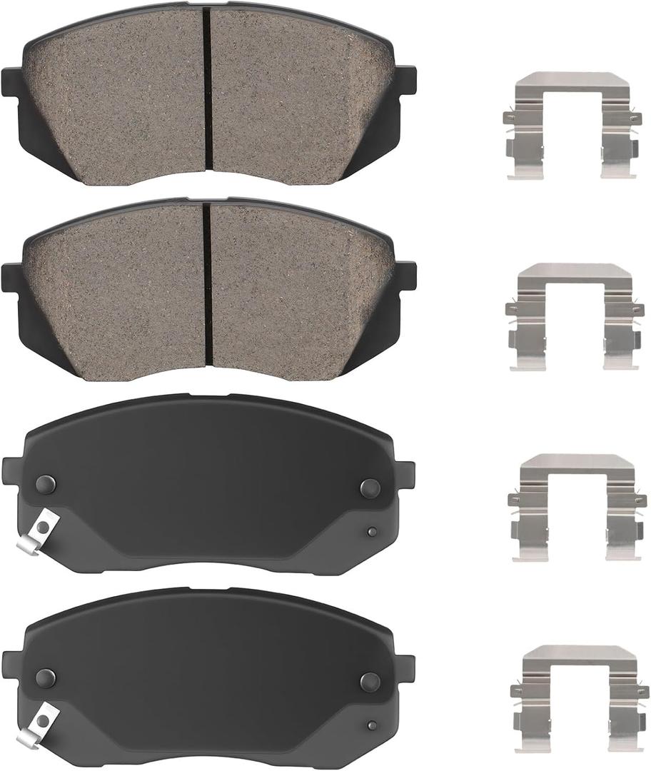 ILONPA Front Ceramic Disc Brake Pads Set for Hyundai Sonata 2015-2019, for Kona Electric 2019-2023, for Kia Optima 2016-2020 4PCS(With Hardware)