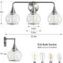 Brushed Nickel Bathroom Vanity Light 3 Lights Bathroom Light Fixtures Over Mirror with Clear Glass Shade 22.4 inch Wall Sconces Lighting Bath(Exclude E26 Bulb), 3 Light with Clear Globe