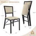 VECELO Folding Dining Chairs Set of 2, Metal Padded Foldable Seating with Comfortable Faux Leather, Space-Saving Portable Guest Seats for Kitchen & Office, No Assembly, Creamy Beige, 18"D x 18"W x 33.5"H