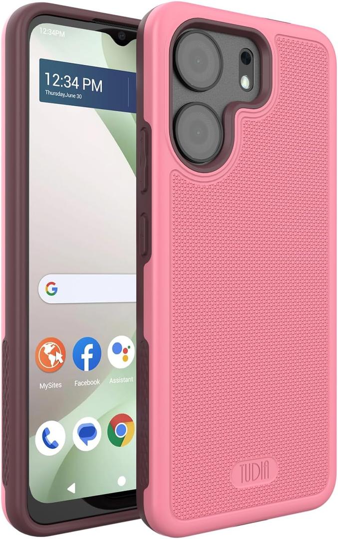 TUDIA MergeGrip for BLU View 5 Phone Case B160V - [Military Grade Drop Tested] Dual Layer Shockproof Non-Slip Slim Heavy Duty Tough Protective Cover Phone Cases - Smokey Pink