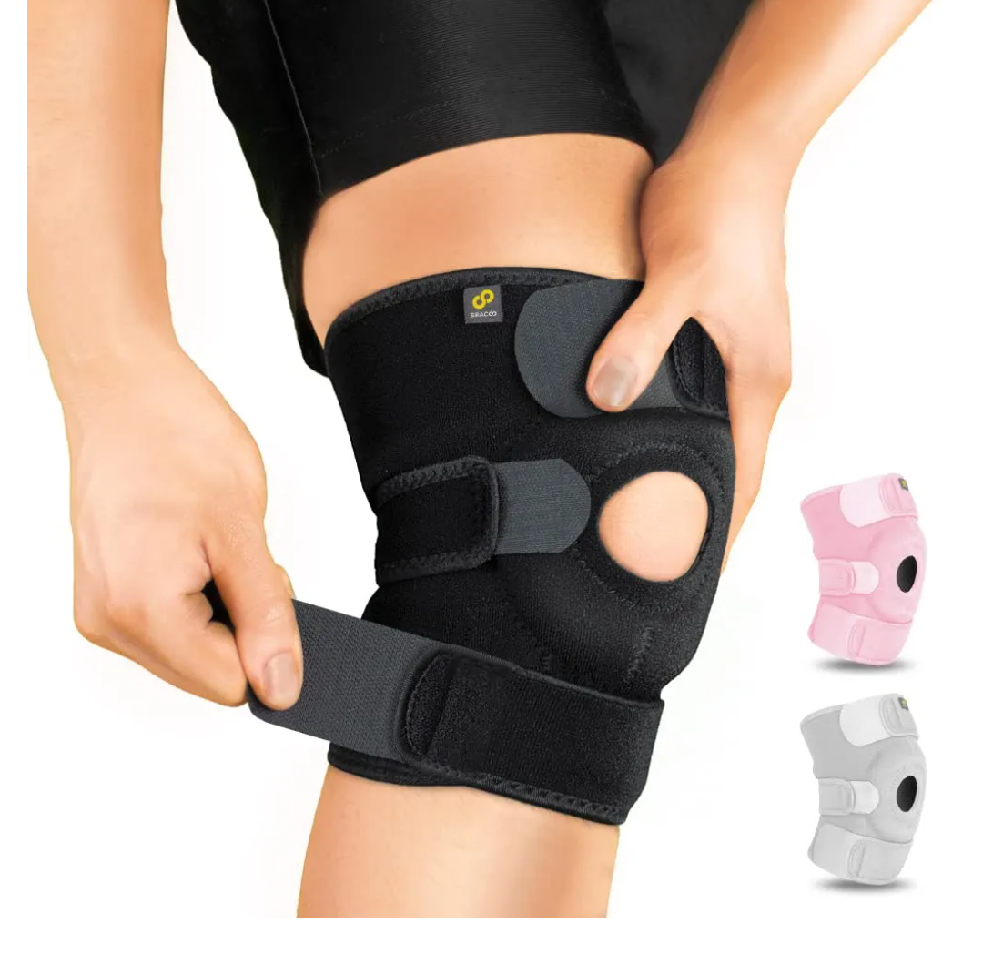 Bracoo Knee Support Brace for Men Women, Adjustable Compression Sleeve Wrap Patellar Pad Tendon - Arthritis Pain, Injury Recovery, Running, Workout, KS10