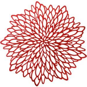 Snowkingdom 12 Pack Red Placemats Metallic Shiny Pressed Vinyl Dining Mats Round Leaf Floral Table Decoration for Halloween Mother's Day Christmas Valentine's Day Weddings Holiday Celebrations