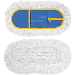 16 Inch Commercial Dust Mop Replacement Heads, 2 Pack Heavy Duty Industrial Cotton Mop Refill Pads Washable for Hardwood Vinyl Laminate Floors Kitchen Warehouse Courtyard Cleaning,Blue