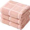 anyi 100 Cotton Pink Kitchen Towels, Absorbent Dish Towels for Washing Dishes, Kitchen Hand Towels with Loops for Drying Dishes (Large)