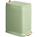 Slim Trash Can for Bathroom with Air Freshener Soft Close Lid, 6 Liter/ 1.6 Gallon Stainless Steel Garbage Can with Removable Inner Bucket,Step Pedal, Small Wastebasket for Bedroom, Kitchen (GREEN)