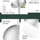 LMS 2 Pack Modern Pendant Lights, Mid Century Brushed Nickel Kitchen Lighting with White Globe Glass Shade, Adjustable Hanging Light Fixtures Ceiling Light for Home Office Dining Room, LMS-186BN2PK