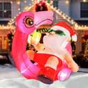 7ft Santa with Flamingo Inflatable, Larger Than Life-Size Outdoor Christmas Decoration with Built-in LEDs, Outdoor Yard Decorations