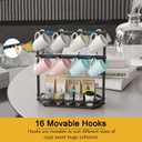 Coffee Mug Holder with Movable Hooks,16 Capacity Coffee Cup Holder for Countertop, Metal Mug Tree Holder Rack with Storage Base,Home Storage Mug Organizer adjustable Heights (Black)