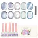 ADHERE Cat Eye Gel Nail Polish Set, Holographic Glitter 5 Colors 12ml with Magnet Stick Gel Polish Soak Off Led Gel Polish Kit Nail Art Gel Manicure Salon DIY Gifts
