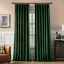 Pinch Pleated 100% Blackout Curtains for Bedroom, Olive Green Velvet Curtains for Living Room, Black Out Curtain 96 inch Long Room Darkening, Blackout Pinch Pleat Drapes with Hooks 2 Panels