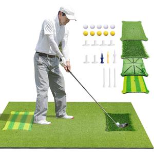 Golf Hitting Mat Indoor Outdoor, 5 * 4ft Thickened Golf Practice Mat with 3 Turfs for Backyard Swing,Driving Chipping Training
