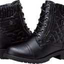 Vepose Women's Combat Ankle Boots Lace up Comfortable Short Booties Low Heel (7, Black)