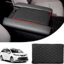 Autorder Center Console Cover for Toyota Sienna 2021-2025 2026 Accessories Memory Foam Armrest Cushion with Anti-Scratch Leather Protector Covers Black