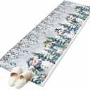 Winter Snowman Washable Area Rug 2x6ft Christmas Tree Snowflakes Xmas Leaf Floral Soft Rectangle Rugs for Living Room, Non Slip Carpet for Bedroom Entryway Dining Room